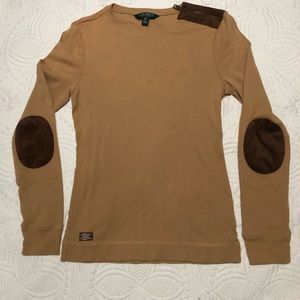 Ralph Lauren Zipper Shoulder with Suede Elbow Top